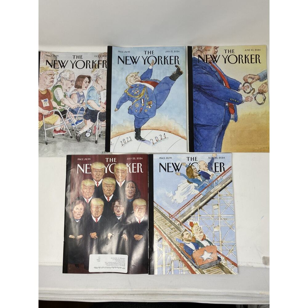 The New Yorker magazine 2023 2024 5 issues Donald Trump Covers Kamala Harris